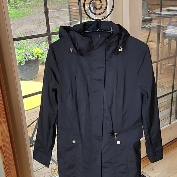 Cole Haan Signature Embellished Hooded Cinched Pocketed Full Zipper Sz M Jacket - Picture 4 of 14